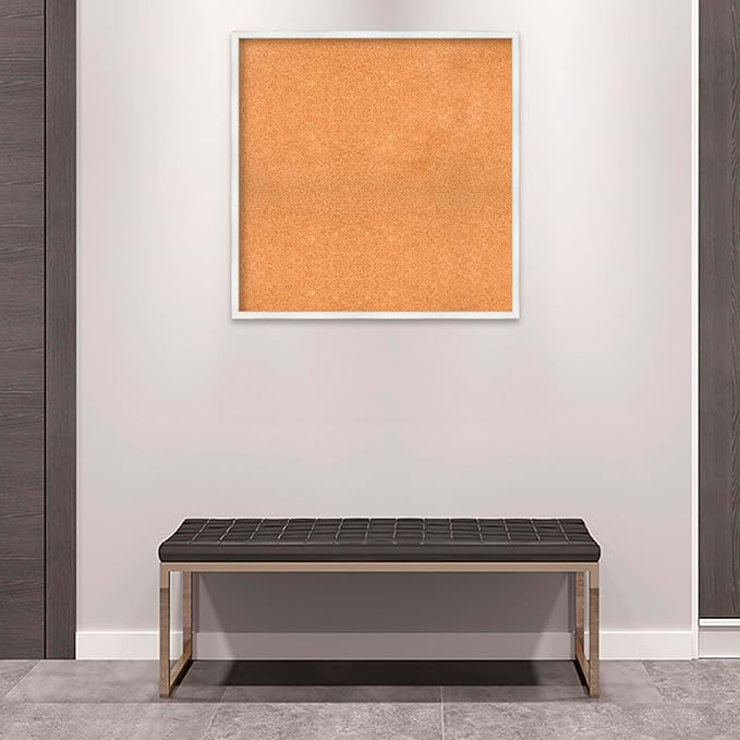 Amanti Art Natural Cork Board for Wall, 33x33 Vision Board with White Frame, Large Corkboard Office Decor for Home Organization, Country Rustic Corkboard Pinboard to Display Items for Home