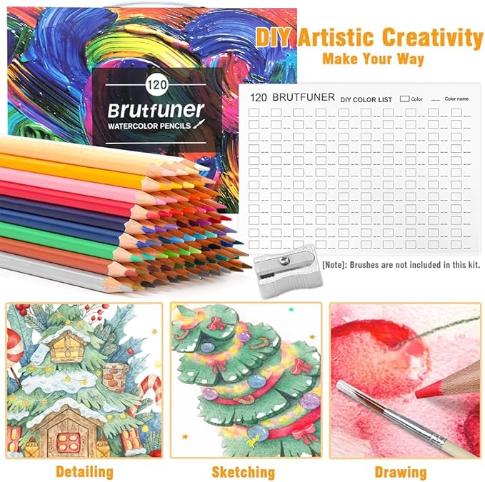 LBW Watercolor Pencils 120 Professional Water Colored Pencils for Adult Coloring Book Blending Sketching