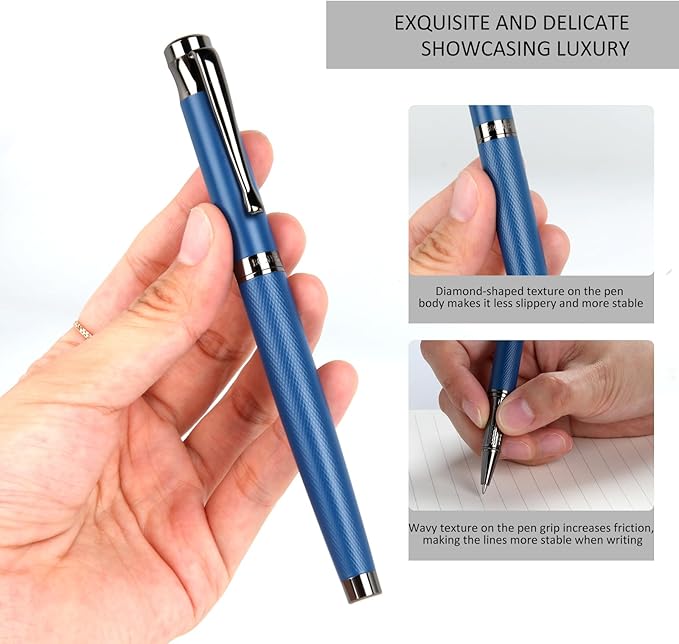 Liquid Ink Rollerball Pens - Fine Line Nice pen, Writing Pens for Journal and Office Supplies, Fancy Pen Gift Box for Father's Day or Mother's Day And Other Festivals(Blue)