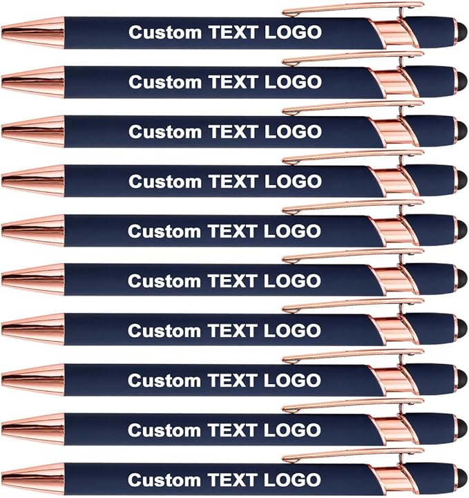 Custom Engraved Ballpoint Pens Bulk, Personalized with Name/Logo, Black or Blue Ink, Smooth Writing for Office, School, Business, Church, Reunion 10 Pcs Blue