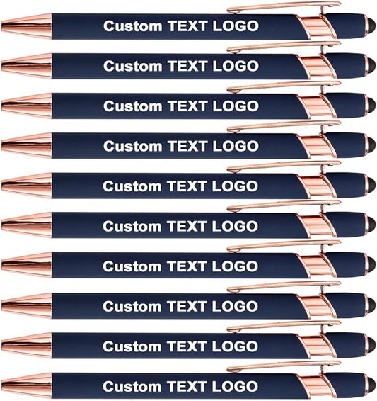 Custom Engraved Ballpoint Pens Bulk, Personalized with Name/Logo, Black or Blue Ink, Smooth Writing for Office, School, Business, Church, Reunion 10 Pcs Blue