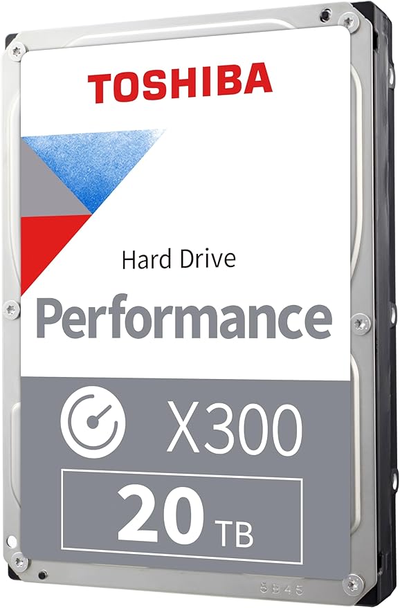 Toshiba X300 20TB Performance & Gaming 3.5-Inch Internal Hard Drive – CMR SATA 6 GB/s 7200 RPM 512 MB Cache - HDWR62AXZSTA