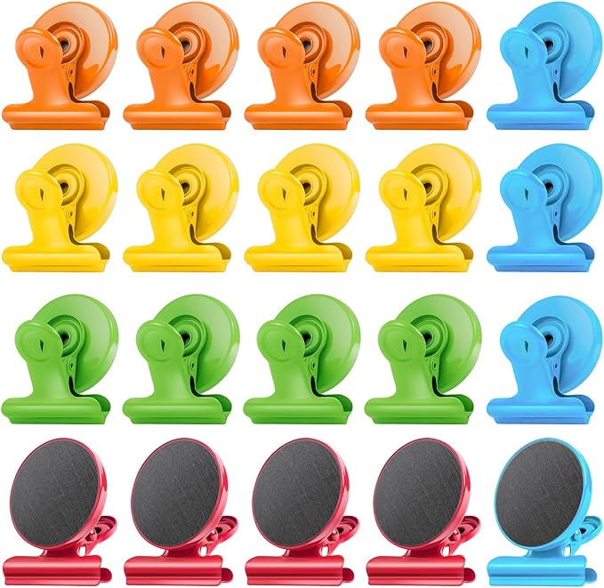 VNDUEEY 20 Pack Multicolored Magnetic Clips for Refrigerator Magnets Magnetic Clips for Fridge and Whiteboard Magnets for Home Office School