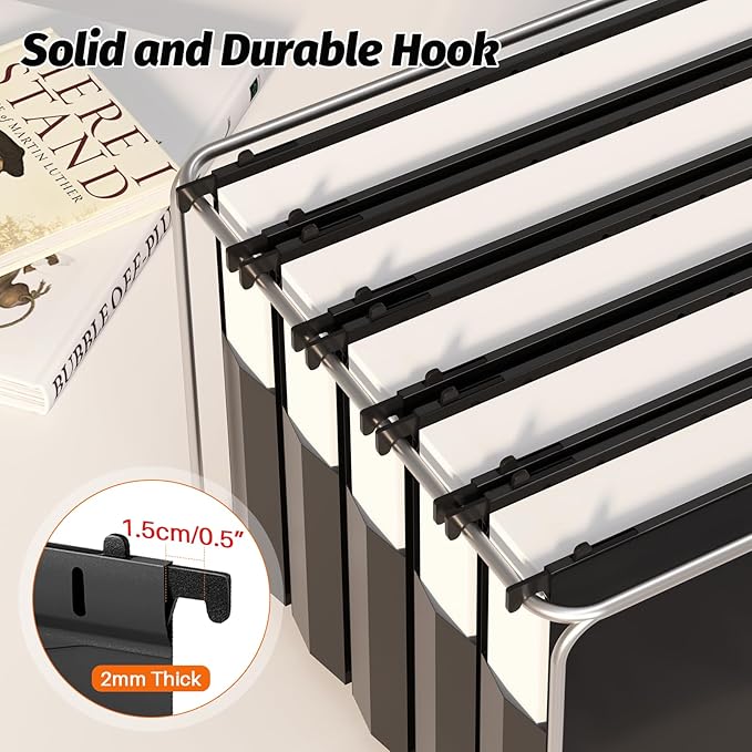 Extra Capacity Plastic Hanging File Folders,12 Pack Reinforced Hang Folders Letter Size,Accordian Pocket,Heavy Duty 2 Inch Expansion,Hard Hanging Folder Organizer for Office Home,Black