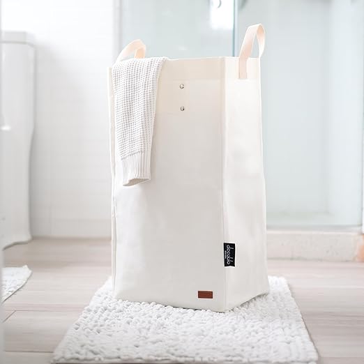 Deeablo New York - Sustainable Reusable Indoor Recycling Bin for Kitchen, Multipurpose Recycle Bin, Large Recycling Bins for Home, Washable Paper Bag for Recycling (White)