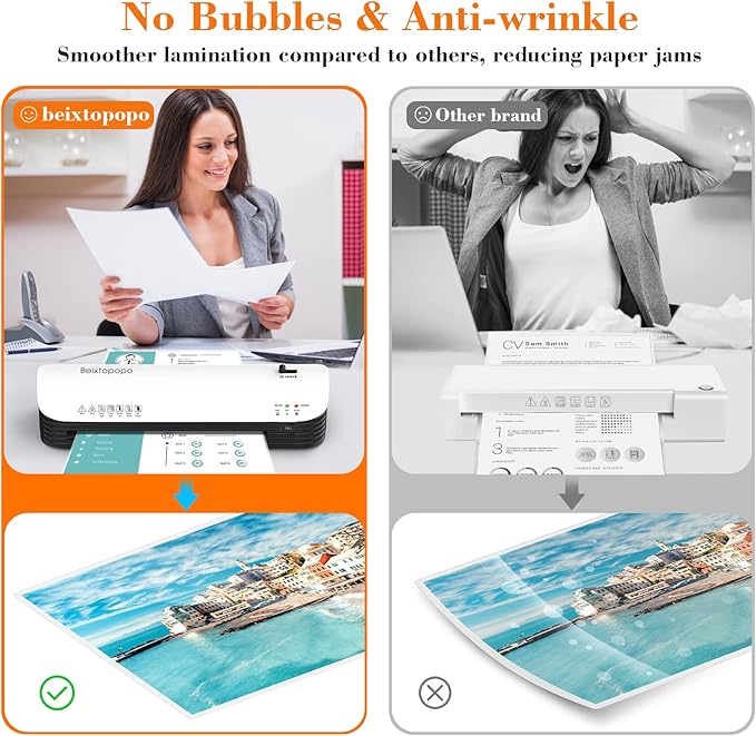 Laminator Machine, 9 Inch Thermal Laminater, Beixtopopo A4/A5/A6 Personal Laminator Machine with Laminating Sheets, 6 in 1 Heating Laminate Machine for Home School Office, Silent