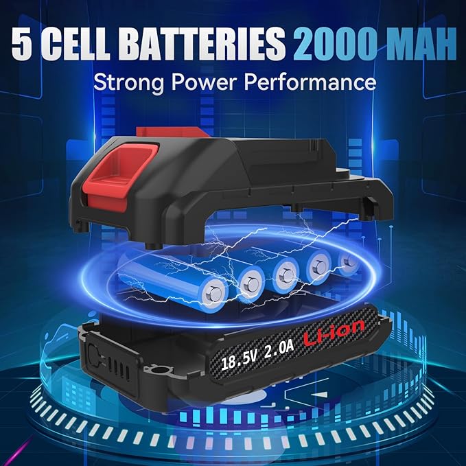 Leaf Blower Cordless, Portable Handheld Blowers with 18.5V 2.0Ah Battery and Charger, Electric Leaf Blower for Dust Snow Blowing, Lawn Care, Patio, White