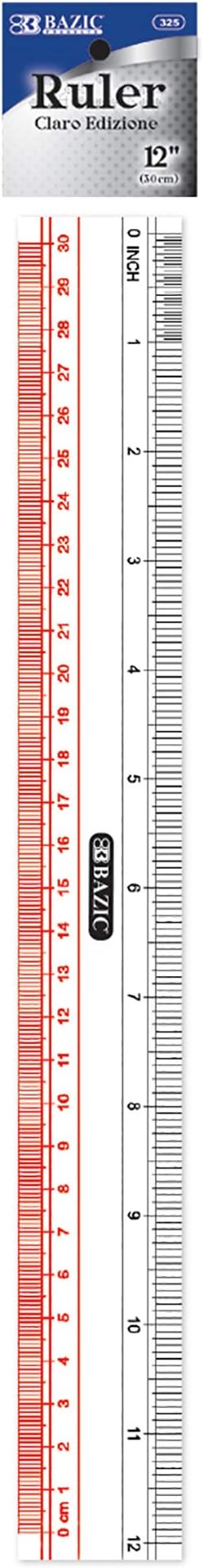 BAZIC Claro 12" (30cm) Transparent Plastic Ruler