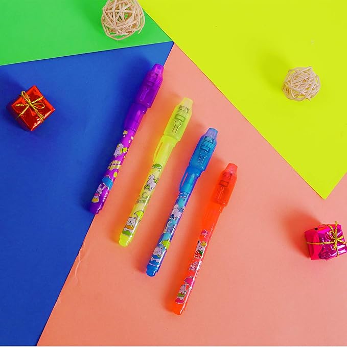 Invisible Ink Pen, Spy Pen Secret Message Writer with uv Light Magic Marker for Drawing Fun Activity Kids Party Favors Ideas Gifts and Stock Stuffer (24pcs)