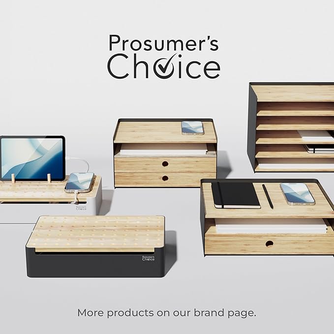 Prosumer's Choice 3-Tier Bamboo Desk Organizer with 2 Drawers - Wood Paper Tray for Clean Desktop Setup - Compact Office Storage Solution - Stylish Desktop Organizer, 12.5" L x 8.8" W x 1.6" H