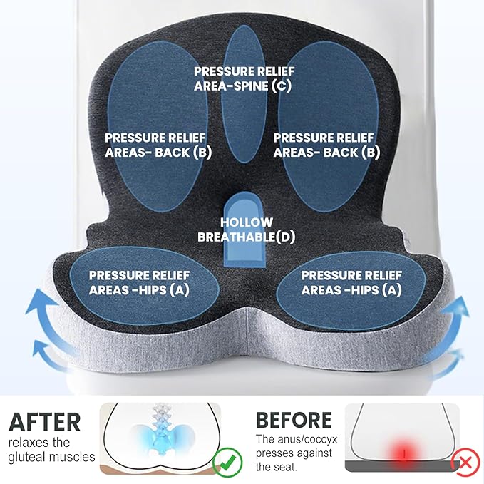 Back and Seat Cushion, 2025 New Ergonomic Non-Slip Memory Foam Seat Cushion with Back Support, L-Shaped Breathable Seat Cushions for Car, Office, Home (Pink)