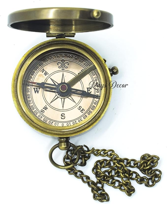 Personalized Engraved Compass Brass Metal Directional Compass with Leather Cover Gift for Husband, Personalized, Communion Gift, Gift for Him & Her, Luxury