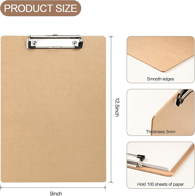 Clipboards, 12 Pack Clipboards for Classroom, A4 Standard Size 12.5 x 9 Inch with Low Profile Clip