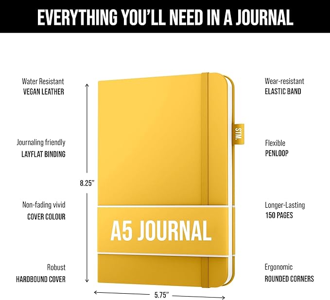 Scribbles That Matter A5 Bullet Dotted Journal Notebook | Vegan Hard Cover, 120gsm bleedproof thick paper, 150 pages, 5.75 x 8.5in, 2 bookmarks, tab stickers, penloop | For Work | Brown