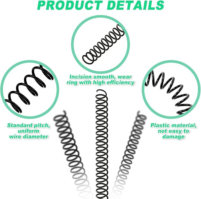 Leinuosen 120 Pack Plastic Spiral Binding Coils Kit Spirals Multi Size Coils for Binding Binder Combs Spines(3/8 Inch,Black)