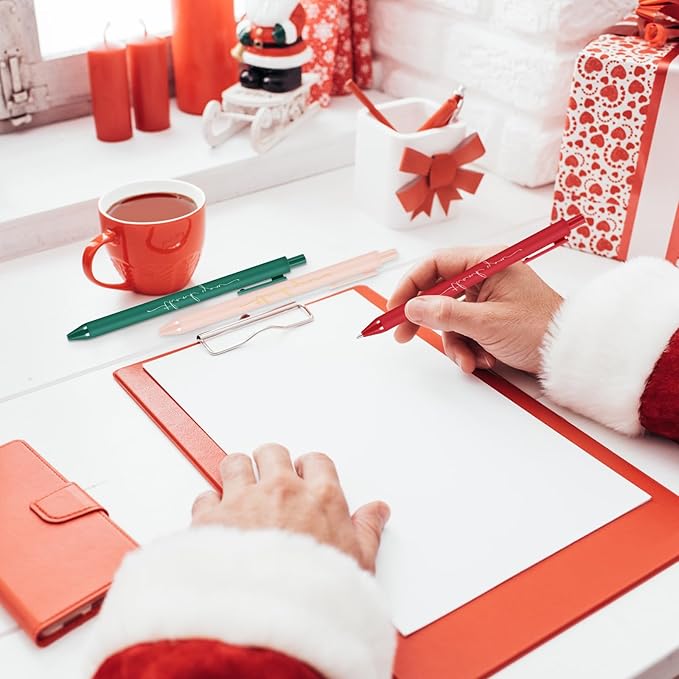 30 Pcs Thank You Pens Bulk Multicolor Ballpoint Pens Thank You Gift for Men Women Employee Appreciation Gifts Holiday Gifts for Teacher Office Party Favors(Christmas Colors)