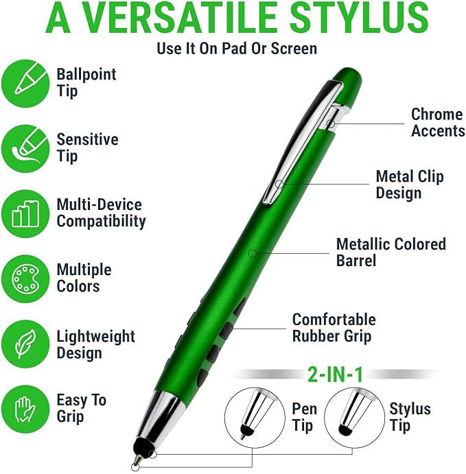 Personalized with Your Custom Logo or Text Pens-300 Pack Bulk-for Businesses, Parties, and Events, 2 in 1 Capacitive Stylus & Ballpoint Pen Compatible with Most Touchscreen Devices, Assorted