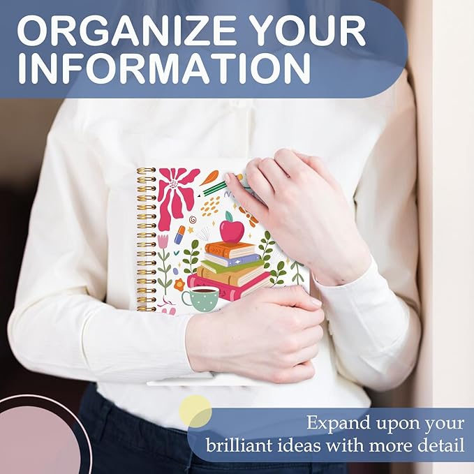 SNNDER Boho Floral Book Teacher Notebook Journal, Teacher Appreciation Gifts, Teacher's Day Gifts, Hardcover Spiral Notebook 5.5x8.3 Inch