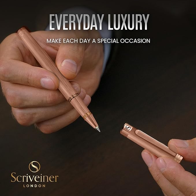 Scriveiner Copper Rollerball Pen - Stunning Luxury Pen, Schmidt Ink Refill, Best Roller Ball Gift Set for Men & Women, Professional, Executive Office, Nice Pens