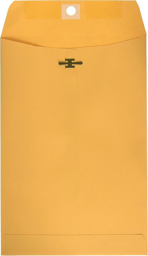 6x9 Clasp Envelopes – 100 Pack Brown Kraft Catalog Envelopes with Clasp Closure & Gummed Seal – 28lb Heavyweight Paper Mailing Manila Envelopes for Home, Office, Business, Legal or School