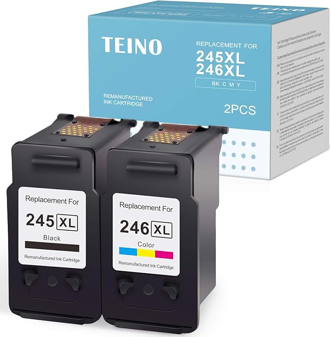 TEINO 245XL Ink Cartridge Replacement for Canon Ink 245 and 246 245XL 246XL Combo Pack for PIXMA MX490 MX492 MG2522 TR4520 MG2520 MG2922 TS3322 TS3122 Printer PG 245 and CL 246 (Black Tri-Color)
