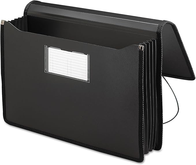 Smead Poly Wallet, Accordion File Organizer for File Folders, Legal Size, Black, 5-1/4 inch Expansion, Office Supplies, Document Organizer (71510)