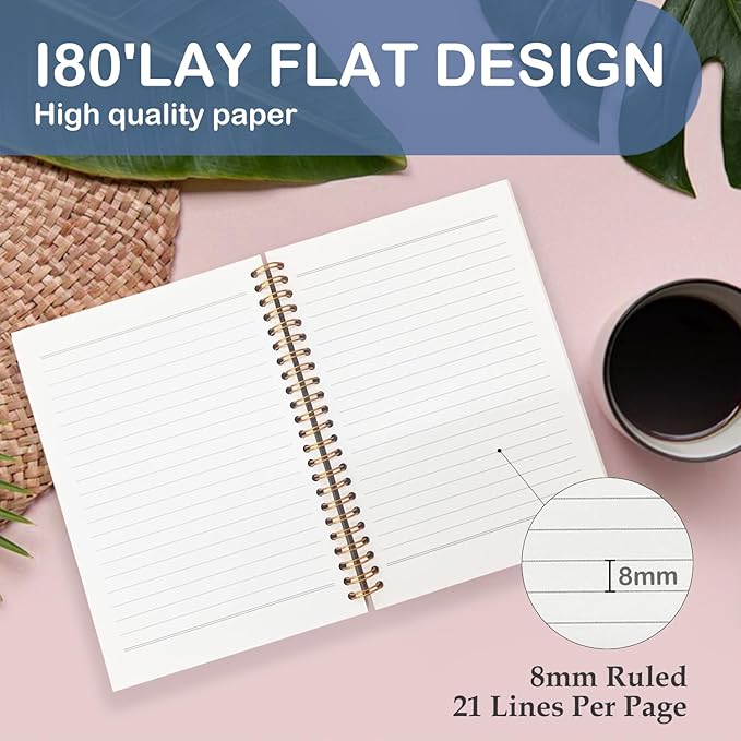 SNNDER Mental Health Inspirational Floral Spiral Notebooks, Positive Affirmation Gifts Journaling Notebook for Women, Motivational Quote Enjoy the Little Things Journal for Note Taking, 5.5x8.3 Inch