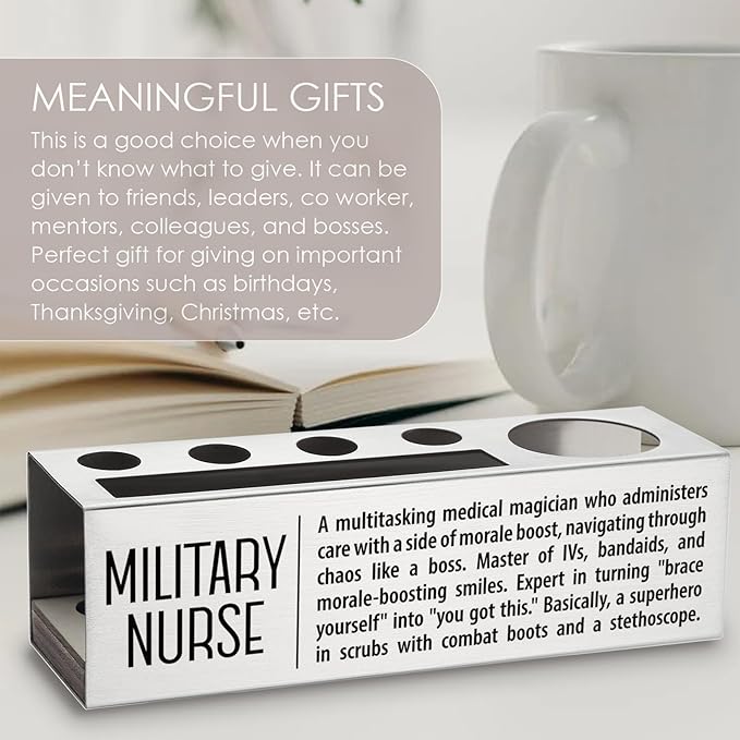Military Nurse Definition Gifts for Women, Men, Military Nurse Desk Decor Stainless Steel Pen Pencil Holders WCC54