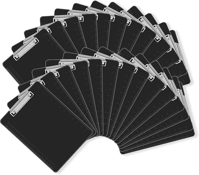 Black Clipboards, PANDRI 26 Pack Plastic Black Clipboards with Low Profile Clip 12.5 x 9 Standard Letter Size Clipboard for classrooms Office