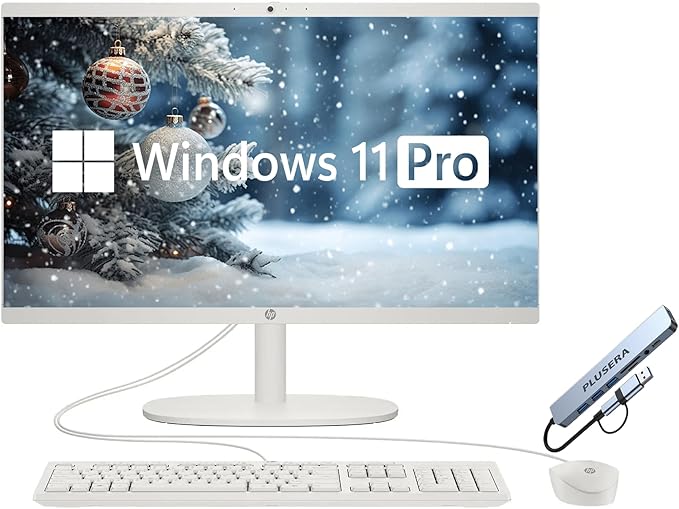 HP 21.5" FHD All-in-One Desktop Computer, 32GB RAM 1.2TB Storage (1TB SSD + 256GB Docking Station Set), Dual-Core Intel Celeron, Windows 11 Pro with Microsoft Office Lifetime Suite, Keyboard & Mouse
