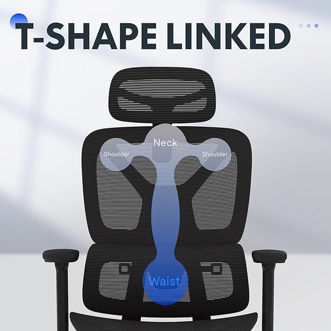 FLEXISPOT ErgoX Premium Ergonomic Office Chair with Footrest- Adjustable 3D Armrests, Dynamic Lumbar Support, Recline & Tilt Function, Mesh Seat, for Home & Office Use,Foam Black