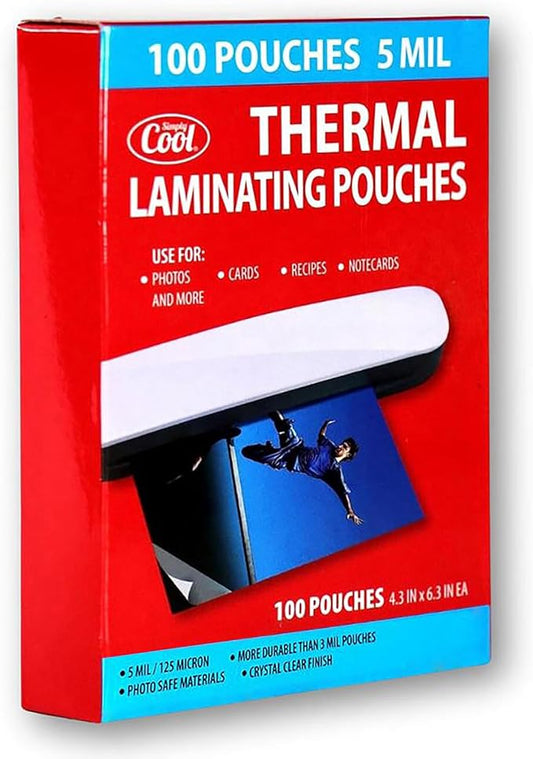 5MIL Thermal Laminating Sheets (100 Count) 4.3x6.3 inch, Card Size Dry-Erase Friendly Sheets, Compatible with Laminators Crystal, Clear Laminated Finish