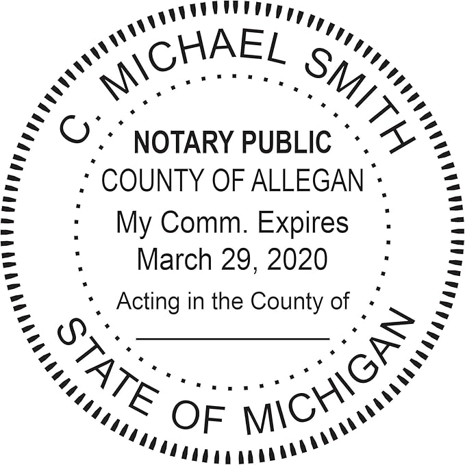 MaxMark Round Notary Pre-Inked Stamp for State of Michigan