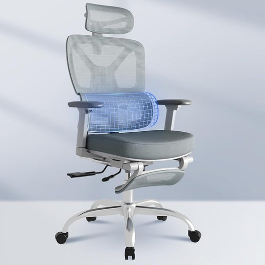 FLEXISPOT ErgoX Premium Ergonomic Office Chair with Footrest- Adjustable 3D Armrests, Dynamic Lumbar Support, Recline & Tilt Function, Mesh Seat, for Home & Office Use,Foam Blue