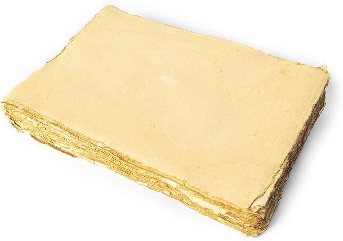 NomadCraftsCo. Blank Vintage Handmade Deckled Edge Paper | 75 Sheets of Recycled Cotton Papers, Perfect Sheet for Any Medium, Blank Watercolor Paper Cards, 150 GSM Thick & Acid-free Antique Paper