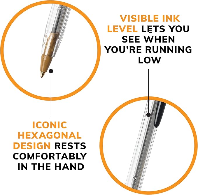 BIC Cristal Xtra Smooth Black Ballpoint Pens, Medium Point (1.0mm), 24-Count Pack, Extra Smooth and Reliable Ballpoint Pens