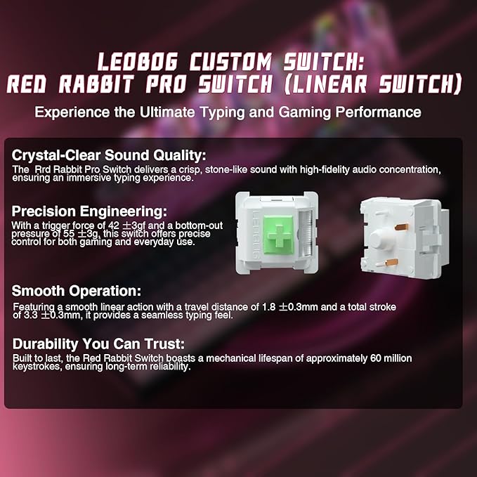 LINGBAO K98 Wireless Mechanical Gaming Keyboard, 10000mAh Battery Tri-Mode BT5.0/2.4GHz/USB-C, Gasket Custom Hot-Swappable Linear Switches Mechanical Keyboards, RGB Backlit Keyboard for PC Laptop