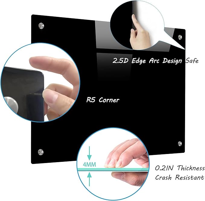 Magnetic Glass Writeboard 48"x36" Premium Tempered Dry Erase Boards Wall Mounted Frameless Whiteboard Bulletin Message Boards (Black)