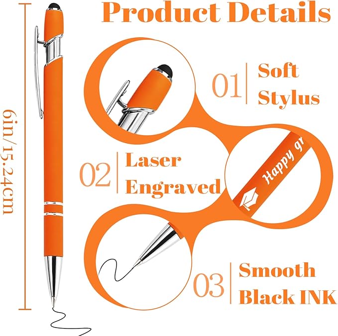 Personalized Ballpoint Pens Bulk with Stylus, Custom Pen Engraving Name Logo Text, Gifts for Business School Christmas Birthday Office Graduation