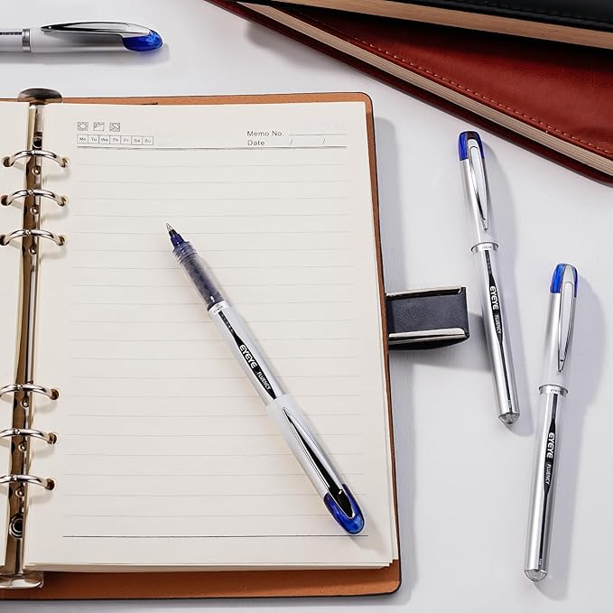 EYEYE Rollerball Pens Medium Point, 3 Assorted Colors 0.7mm Liquid Ink Roller Ball Pen Quick Dry, Ink Pen Fine Point Smooth Writing Pens for Journaling, Note Taking, Office, School Supplies