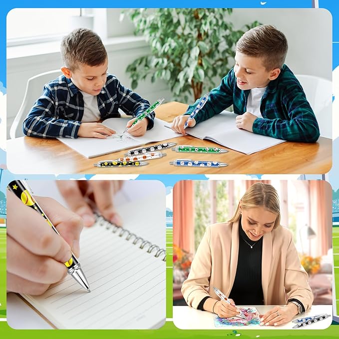 30 PCS Sports Party Favors Ball Theme Ballpoint Pens Ball Gifts for Team with 1mm Black Ink Replaceable Ballpoint Pen Refill for Prize Team School Office Supplies(sports,30)