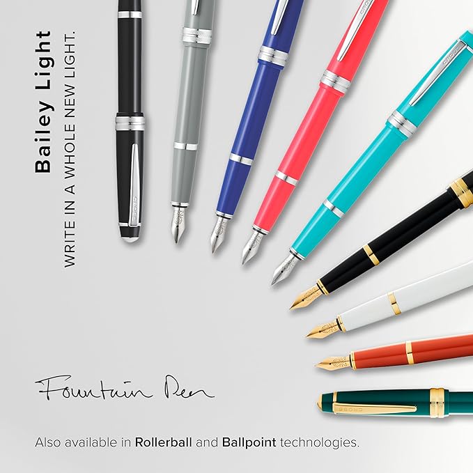 Cross Bailey Light Refillable Fountain Presented in a Everyday Gift Box - Extra fine nib