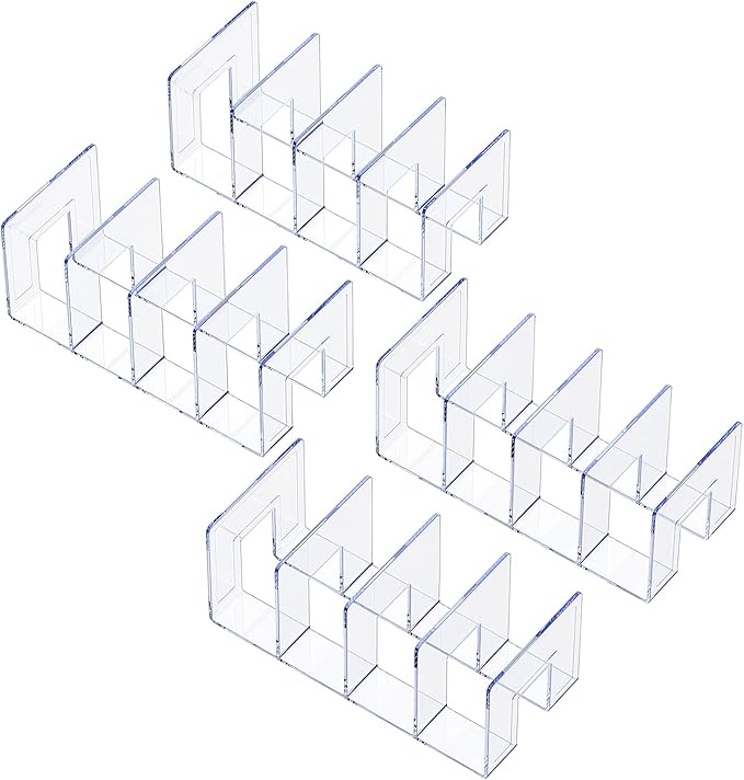 LUGUNU Clear Acrylic Purse Organizer - 4-Section Divider for Handbag Closet Storage - Durable Rack for Purses, Clutches More (Set of 4)