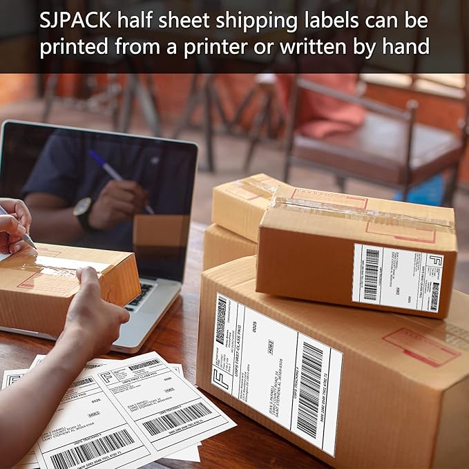 2000 Labels 8.5x5.5 Half Sheet Laser/Ink Jet Shipping Labels Mailing Blank Labels
