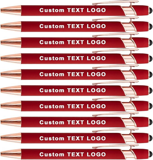 Custom Engraved Ballpoint Pens Bulk, Personalized with Name/Logo, Black or Blue Ink, Smooth Writing for Office, School, Business, Church, Reunion 100 Pcs Red