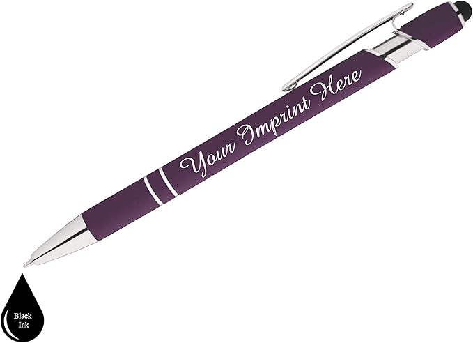 Up to 500 Pcs Custom Pens Bulk | Rainbow of Colors | Soft-Touch Metal Black Ink Personalized with Name or Message (Purple, 300 pcs)