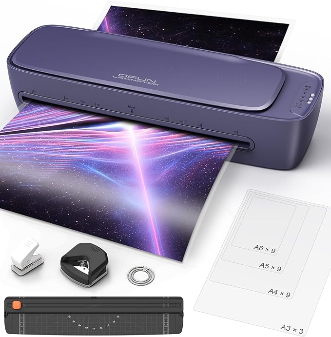 Laminator Machine 13 Inch Wide Thermal Lamination 9 in 1 Cold Hot A3 Laminating Machine for Teacher Personal, 60s Warm-Up No Jam laminator Machine 11x17 with 30 Laminating Sheets for Home Office Use