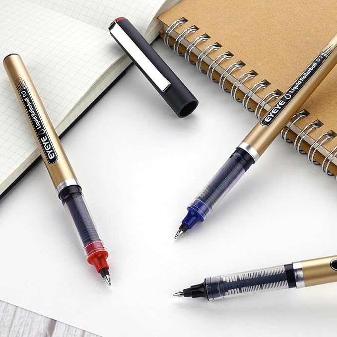 EYEYE Liquid Ink Rollerball Pens 12 Pack 0.7mm Medium Point 3 Color, Quick Dry Smooth Writing Pens for Journaling, Office, School & Note Taking Supplies