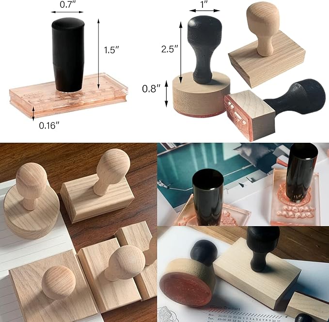 Custom Stamp with Logo Text - Personalized Rubber Stamp with Handle - Address Stamps for Business or Crafting - Rectangle 1"x2"