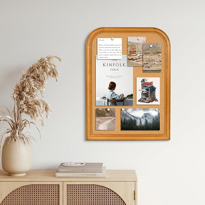 Cork Board for Walls, 23.6x17.7 inches Bulletin Board with Frame, Decorative Hanging Pin Board Vision Board Message Board for Office School Home Decor(2R&2S,4560,1p)